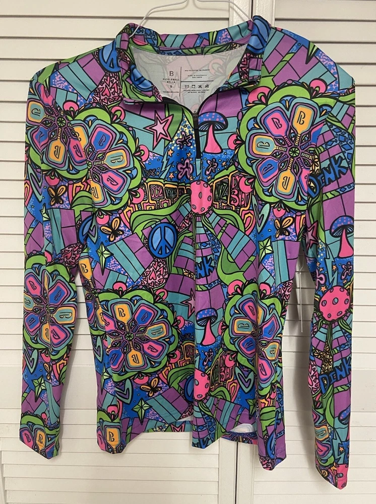 Pickleball Bella Women's Bella Sports Groovy 1/4 Zip Pullover Long sleeves New Pickleball Bella Women's Bella Sports Groovy 1/4 Zip Pullover Long sleeves New