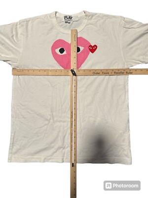 PLAY COMME des GARCONS◆Tシャツ/XXS/コットン/WHT/AX-T108 AD2025/3// COMME DES GARCONS PLAY White T-shirt with polka dot heart AX