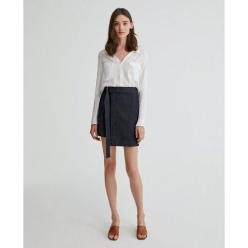 NWT AG adriano goldschmied Ahlaia Wrap Mini Denim Skirt Venerate size 24