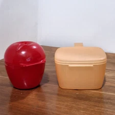Tupperware Square Cheese Keeper 5338A-1 & Fruit/Apple Keeper 4941A-2 Storage