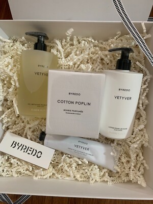 Byredo Gift Box Hand Wash-Hand Lotion-Hand cream(Vetyve) Candle (Cotton Poplin)