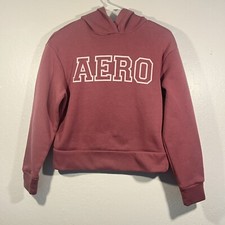 Aeropostale Sport Hoodie Size Small Pink Big AERO Logo Spellout Long Sleeve