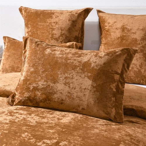 Luxurious Distressed Velvet Comforter Set, 5pc Queen in Gold Caramel Elegance - Picture 6 of 8