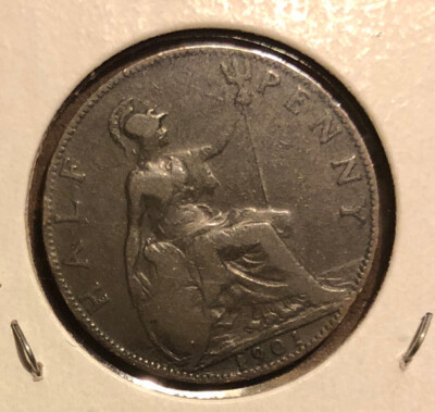 1901 Great Britain 1/2 Half Penny Collectible Coin ~KM#789-Queen