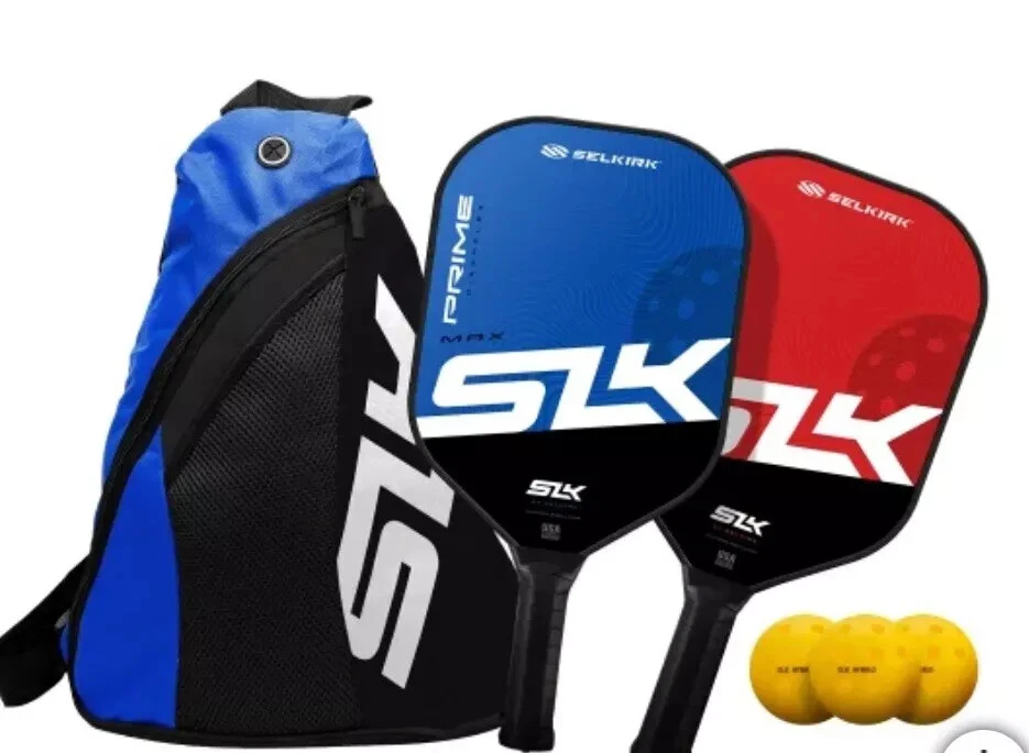 SLK Prime Max Pickleball Bundle with 2 Paddles 3 Balls Carry Bag