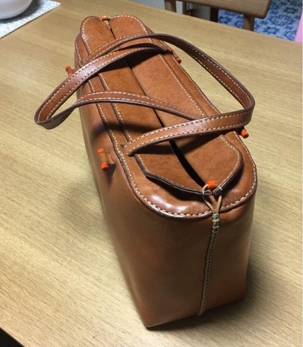 Auth HENRY CUIR Brown tote bag Leather From Japan USED - Picture 2 of 9