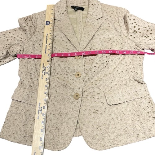 Talbots hellbraun Lux Ösen 3/4 ungefüttert romantisch Boho Jacke Blazer schick Gr. 12P gebraucht, in einwandfreiem Zustand - Bild 8 von 10