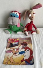 VINTAGE 1992 Nickelodeon DAKIN Ren and Stimpy Plush Toys with 7  Orange Vinyl