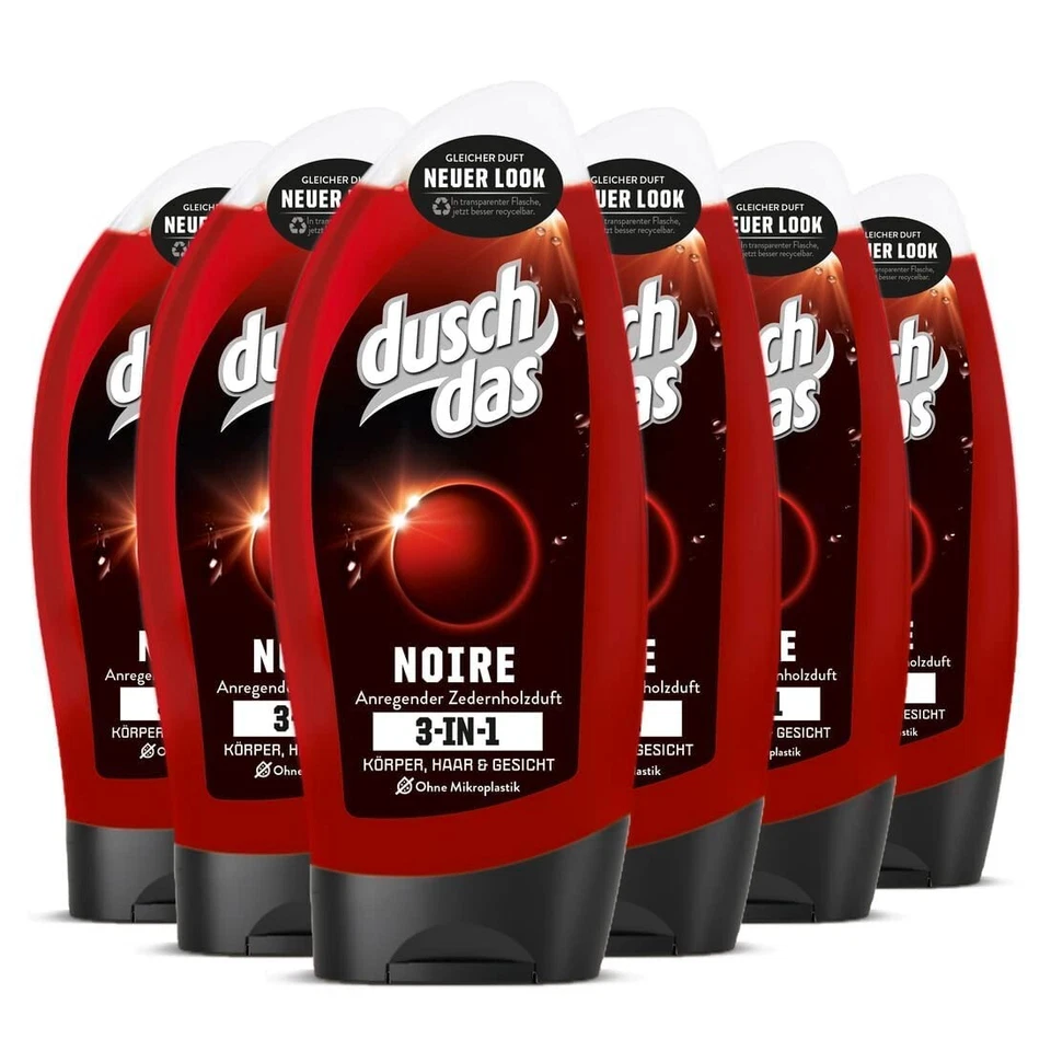 6x Duschdas Duschgel Noire Rot 3in1 6 x 250ml Haut Haar Körper