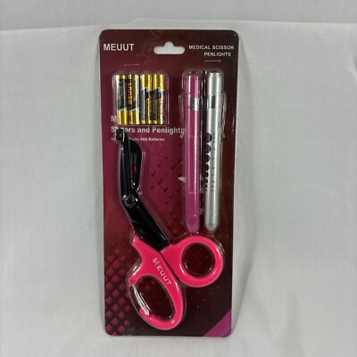 3 Pack Pen Light & Medical Scissors-One Pantented Trauma Scissor Two LED Penl...