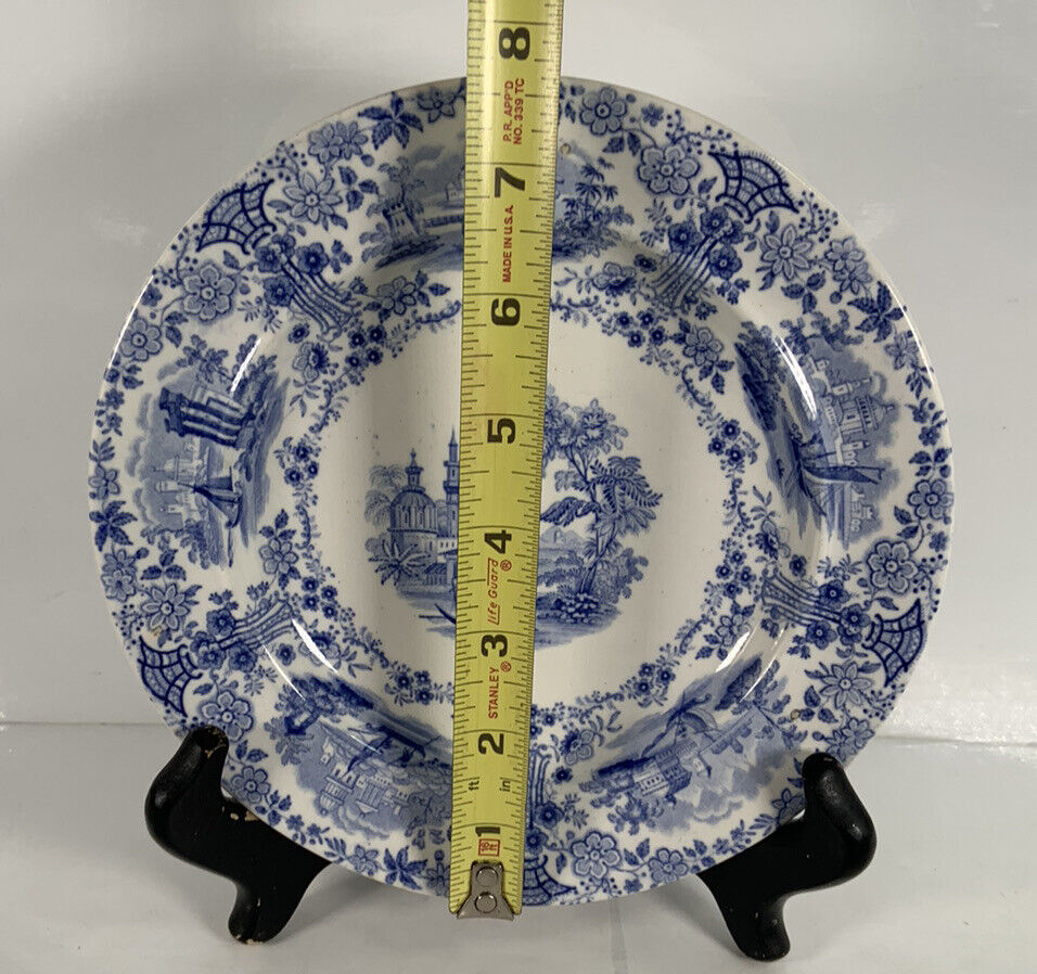 Antique W.R.&Co. Ridgway Marmora 7 3/4” Blue Transferware Salad Plate EUC