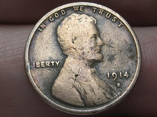 1914 S Lincoln Cent Wheat Penny- San Francisco, Fine Details