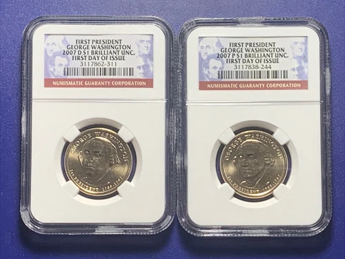 2007-P & D George Washington $1  NGC Brilliant Unc First Day of Issue Lot of 2