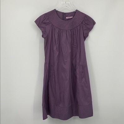 Calypso St Barth shift Dupioni dress purple plum a-line pockets silk women Small