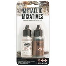 Tim Holtz Alcohol Ink Metallic Mixatives .5oz 2/Pkg-Pearl  Copper - 2 Pack