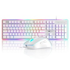 Camiysn Gaming Creamy Keyboard and Mouse, White 104 Keys White set ,