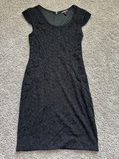Express Short Cap Sleeve Black Lace Bodycon Dress Small 2