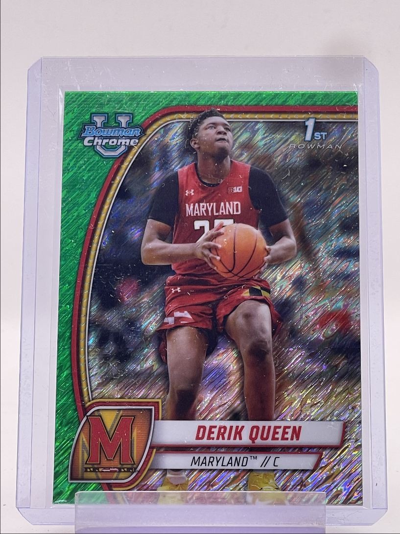 DERIK QUEEN 2024-25 BOWMAN UNIVERSITY CHROME 1ST GREEN SHIMMER Q4385