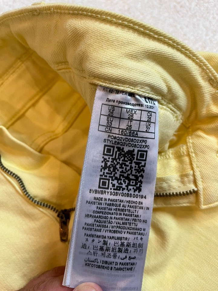 adivina pantalones cortos vaqueros amarillos cintura alta talla 25 Foto 3 de 3