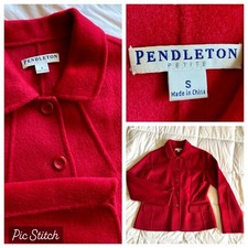 Pendleton 100 Merino Wool Jacket Blazer Red Womens Petite Small
