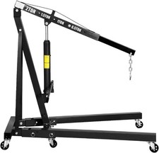 2 Ton Folding Engine Lift with 6 Wheels Heavy Duty Steel Hydraulic Shop Crane