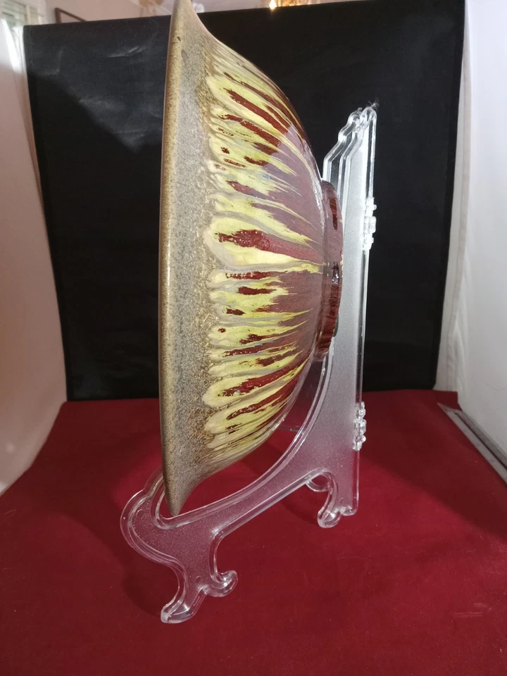 Mesa/Pantalla/Cuenco De Colección Dorado/Borgoña Hilado Colores Ricos 10.5 X 4.5 In  Foto 4 de 4