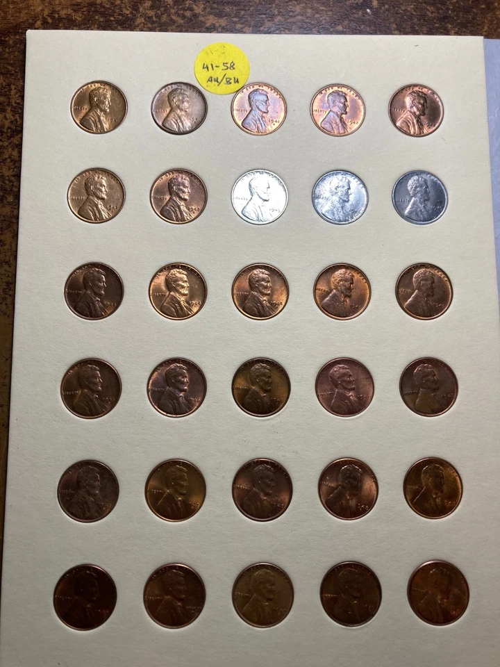 JUEGO ÁLBUM CENTAVOS DE TRIGO LINCOLN 1941-1958 51 FECHA/MINTAS DIFERENTES AU-BU Foto 2 de 4