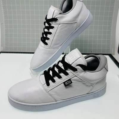 SCG Shoe Co Sneakers Men 11.5 White Leather Skate Shoes Low Top Rider Owned Rare