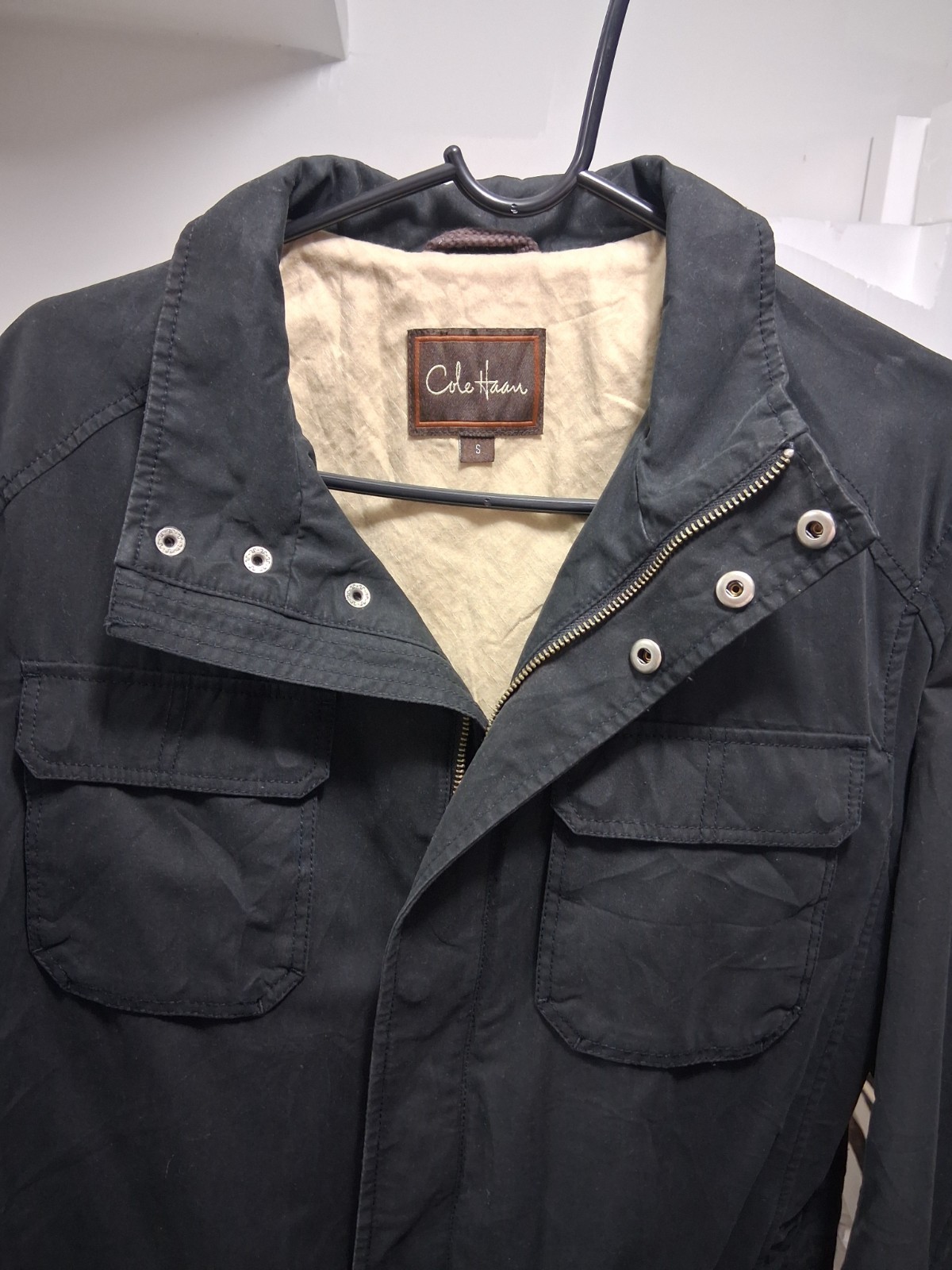 Cole Haan, Vintage Cole Haan Black Military Jacket Men S Button Zip Mid-Length Casual
