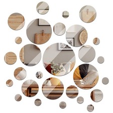 Real Glass Round Mirror Tiles Frameless Round Wall Mirrors Glass Mirror Tiles...