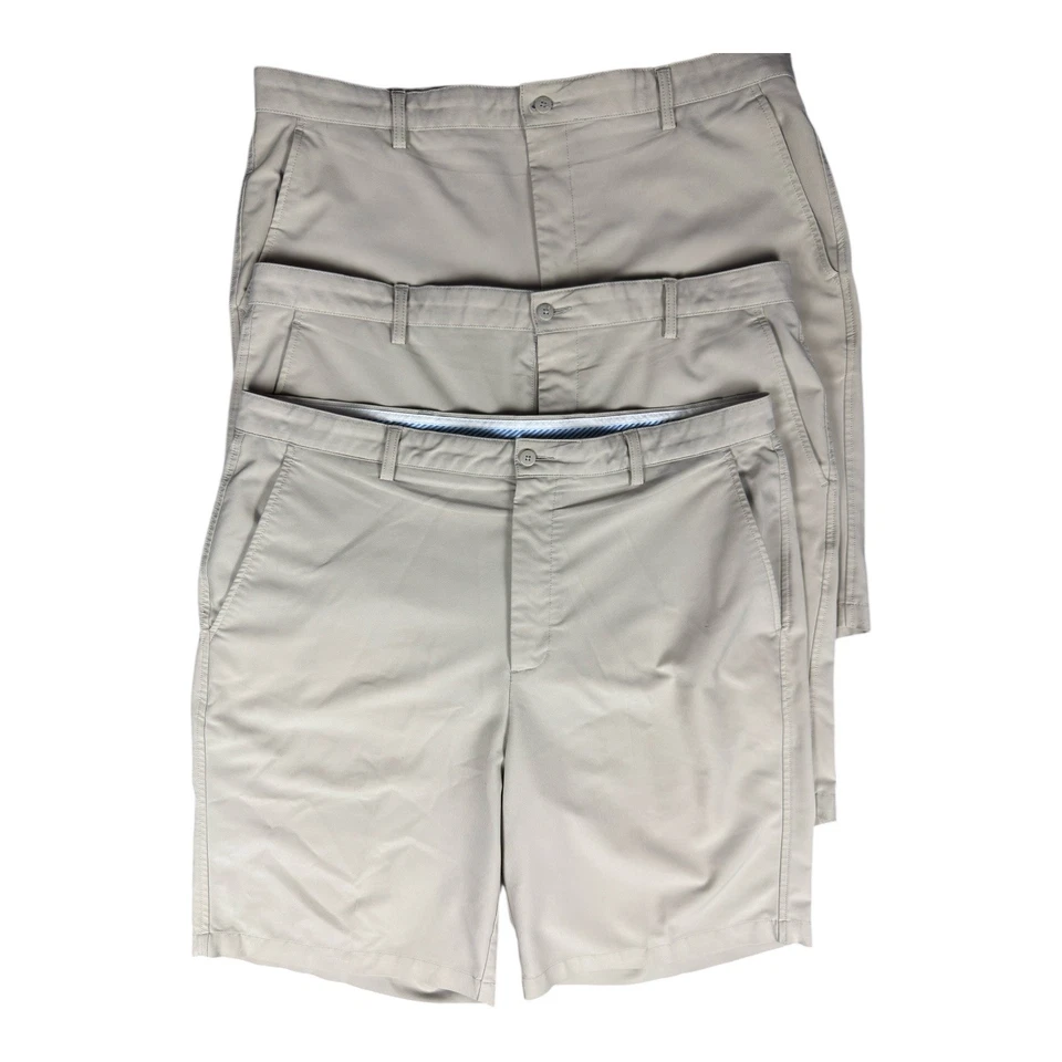 Lote de 3 pares de pantalones cortos FJ FootJoy talla 40 chinos para caminar golf elásticos frente plano caqui Foto 2 de 4