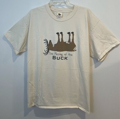 Hatley Canada The Passing of The Buck Mens XL SS Organic Cotton T-Shirt Cream