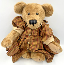 Boyds Bears Archive Collection Brown Red Gingham Dress Jointed Plush Teddy 12"