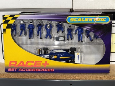 Scalextric Race + Plus Set Accessories 10 Man Crew & Car VERY RARE 