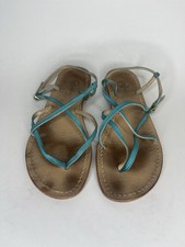 Sandali donna Da Costanzo Capri taglia 38 US 7 blu fibbia pelle Made in Italy