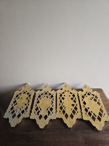 Set 4 Targhette Vintage Freccette Oro Floreali da Appendere a Parete Art Decor Shabby Chic - Foto 11 di 12