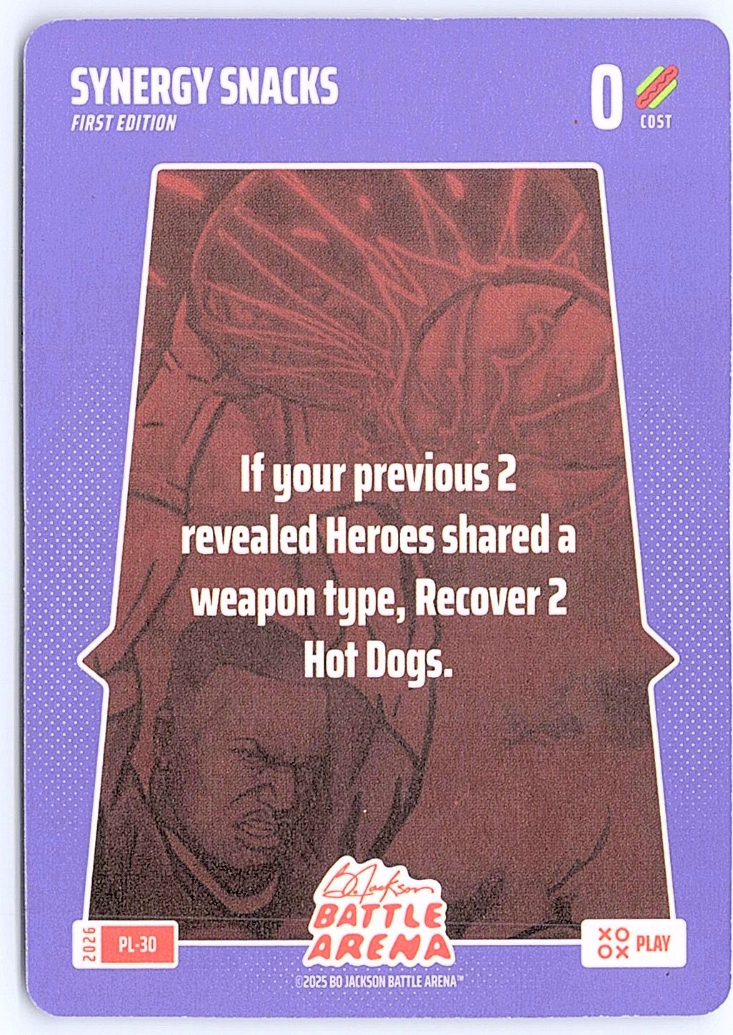 2026 Bo Jackson Battle Arena 1st Ed. Play Card SP PL-30 SYNERGY SNACKS ??