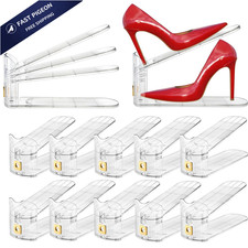 Eorbow 10 Pack Clear Shoe Slot Organizer, 11" Adjustable Shoes Stacker