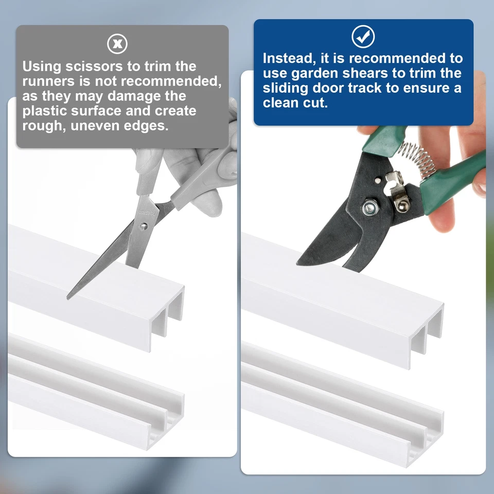 2Set weiße Schiebetürschiene für Glasschranktüren, 3Ft, 1/4" Paneele - Bild 4 von 4