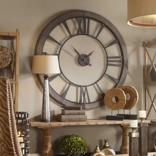 Uttermost 06084 Bronze Ronan Large Rustic Wall Clock - Picture 4 of 5