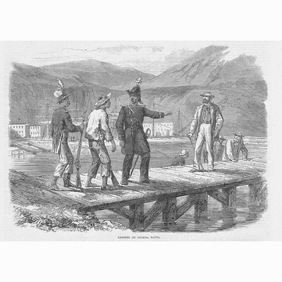 HAITI Landung bei Jacmel - antiker Druck 1865
