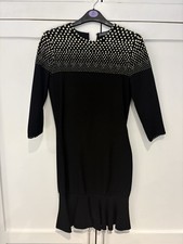 Alexander McQueen Women’s Black Knit Pearl Embellished Flared Hem Dress Size M