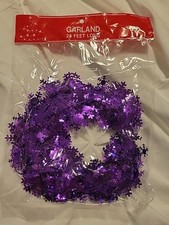 Snowflake Tinsel Garland Purple 25 Feet