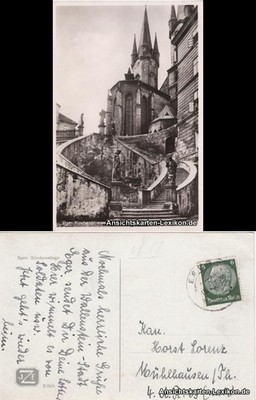Postcard Eger Cheb Kirche - Kirchenstiege 1939