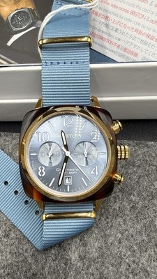 Briston Clubmaster Chronograph Tortoise Acetate + Blue Strap