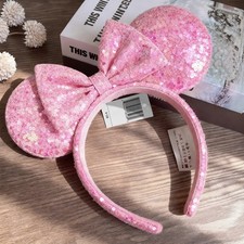 Disney Resort Tokyo Aurora Shine Pink Sequin Headband Minnie Ear Japan 2024 NEW