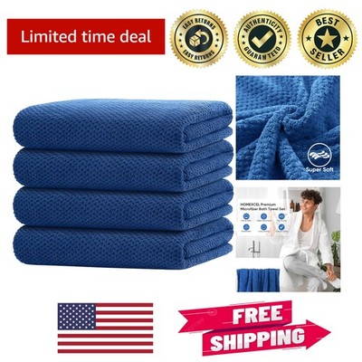 Ultra-Absorbent 30x60 Inch Microfiber Bath Towels - Pack of 4 in Elegant Blue