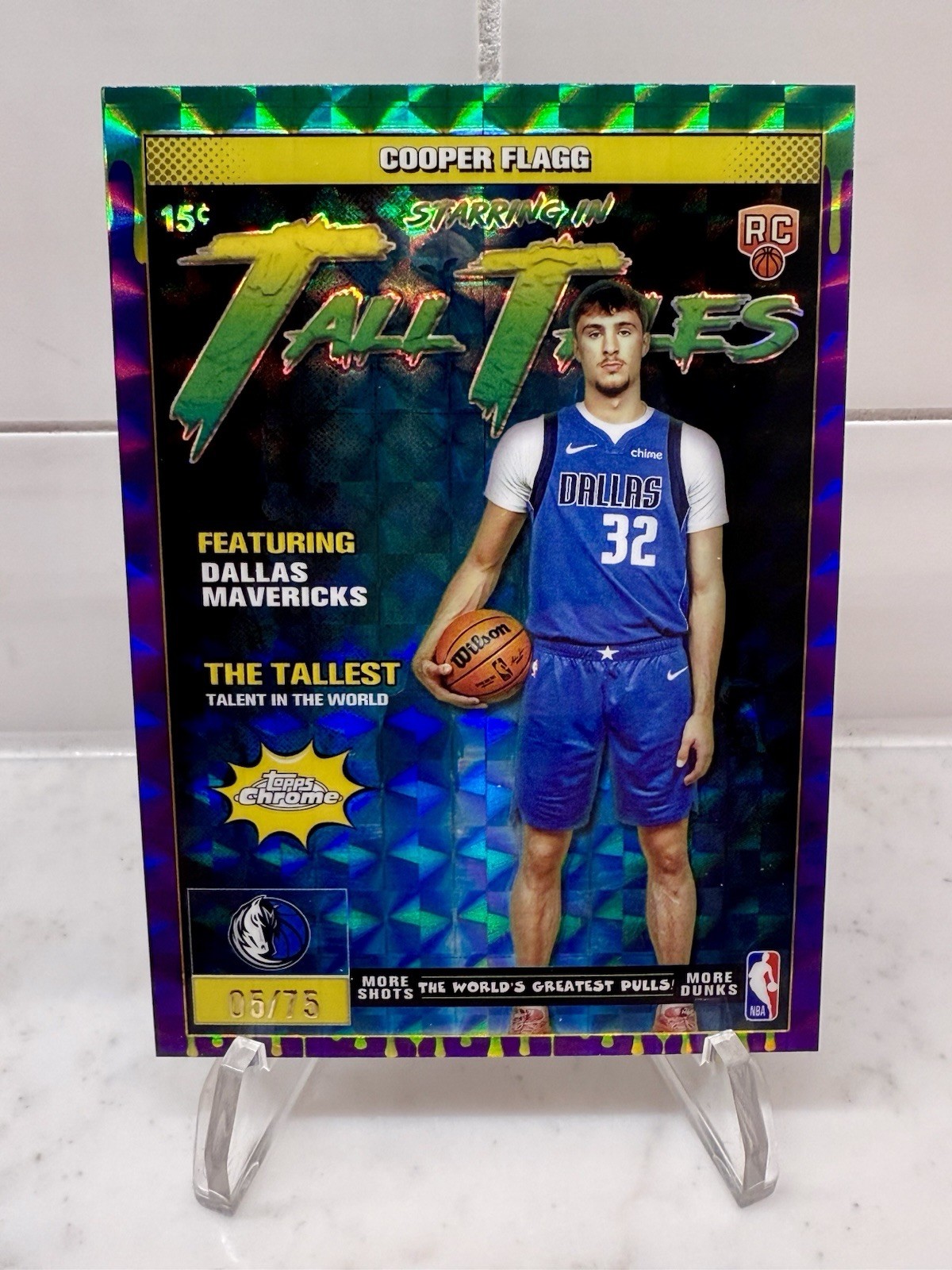 2025-26 Topps Chrome Cooper Flagg PURPLE Refractor /75 SSP RC Rookie Tall Tales