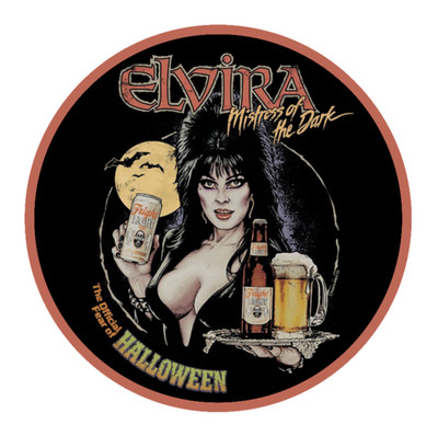 Halloween - Elvira Fright Light Beer - 4'' Decal Car Cooler Laptop Decor Tumbler