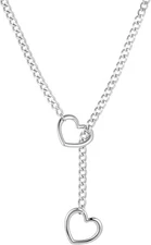 Heart Slip Chain Necklace for Women Stainless Steel O-Ring Slip Chain Necklace A
